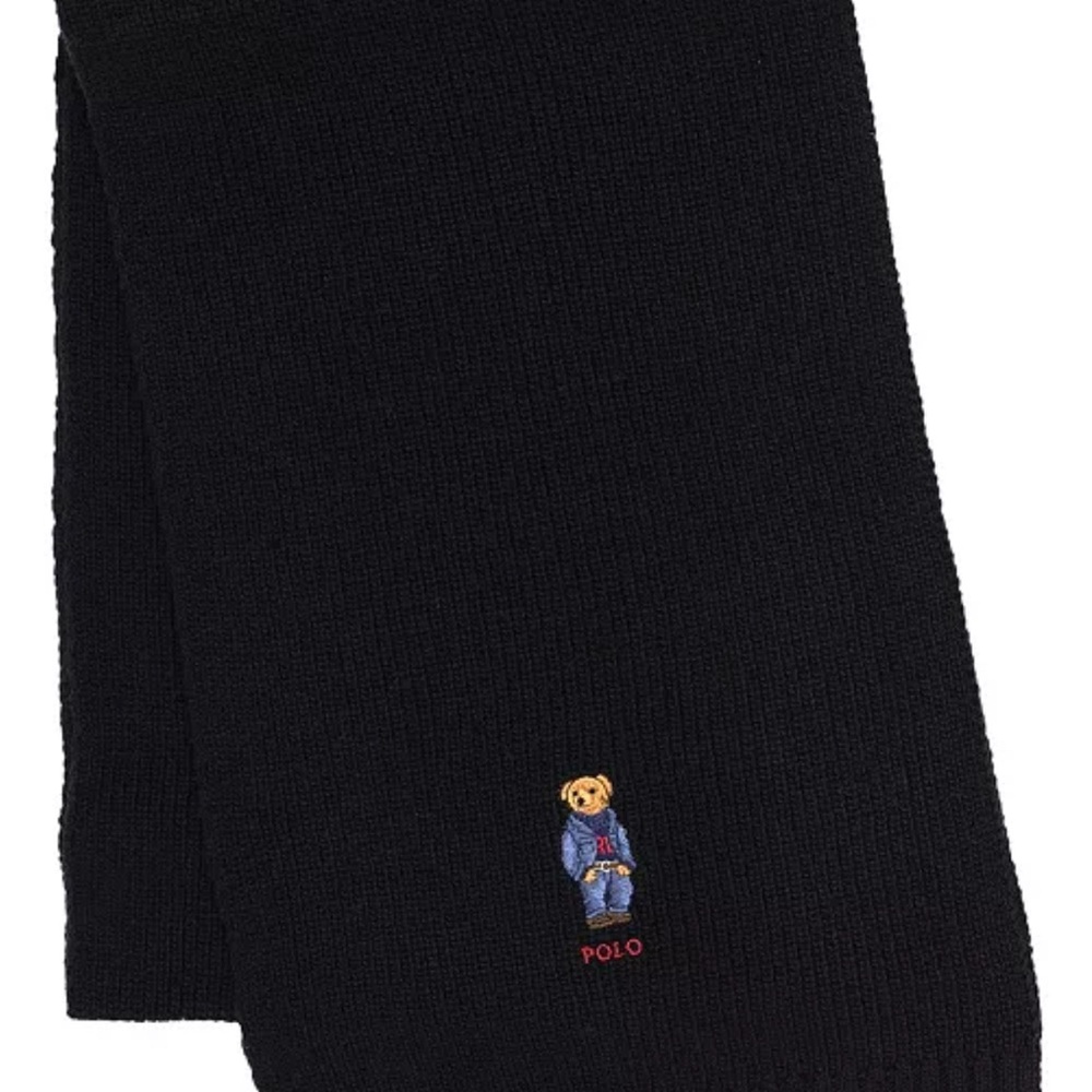 Polo by Ralph Lauren Black scarf with Bear Embroidered